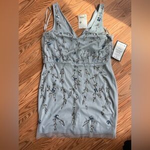 Elegant Embroidered Dress in Light Blue